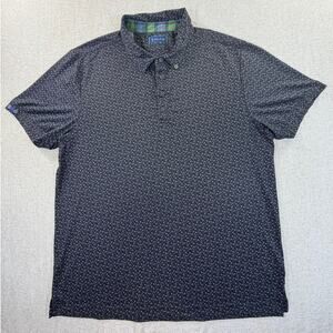 William Murray Men's XL Black Martini Glass Print Short Sleeve Golf Polo Shirt